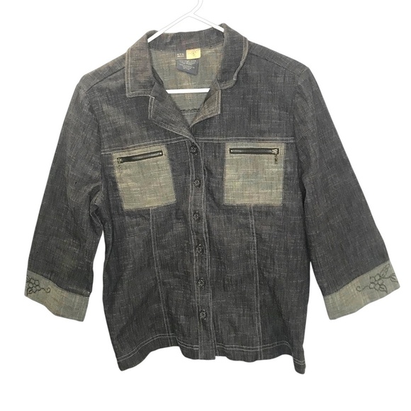 RTG Denim Jackets & Blazers - Women’s Linen Blend Button Up Jacket Lightweight Utility Blazer Top
